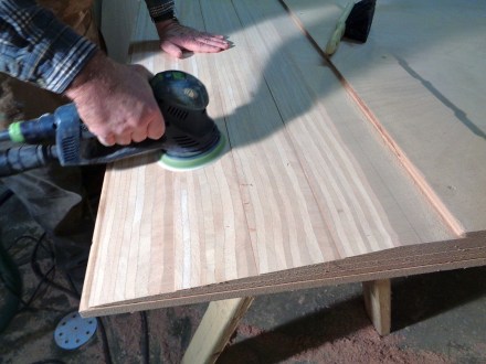 Festool sander does a great job cleaning up, evening lines on scarfs.  Plus I don't breath a lot of dust.