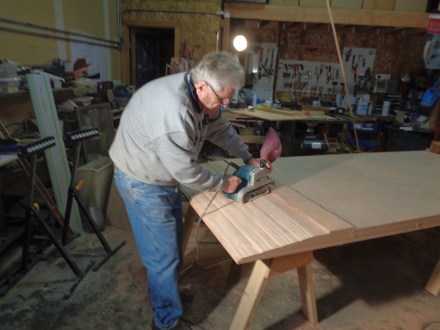 Ray with "Wild Thing" his giant Makita belt sander.