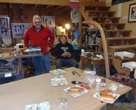 Ray's amazing hot dog buffet -- barbecuing in 20-degree weather