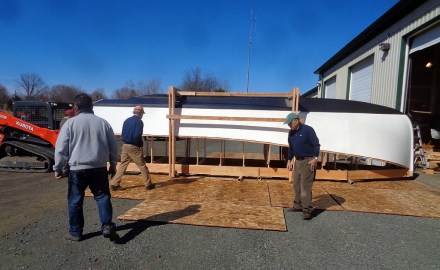 Moving the plywood for the turn.