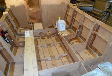 Bonding is about halfway back through the deckhouse.