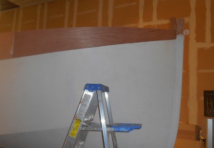 Foredeck bulwark pattern -- while waiting for beam glue to dry, I started working on the foredeck bulwark