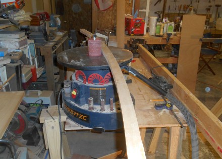 Oscillating spindle sander for smoothing the inside edges. Since everything on a boat is curved, I use this a lot.