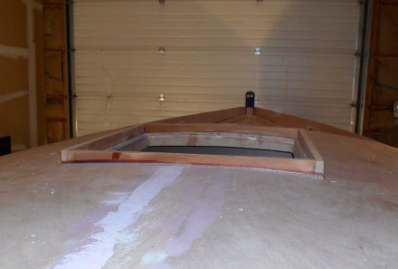 Hatch frame glued and screwed.