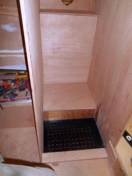 Head compartment. Tacked in -- finish will have to wait for plumbing.