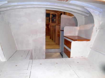 Fore cabin looking aft from anchor well.