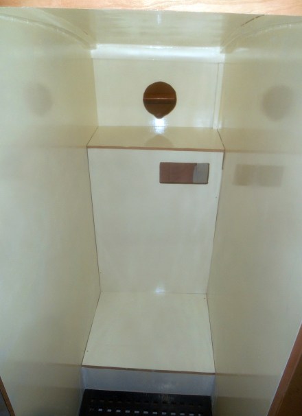 Head painted and shiny -- cutout is for the shower assembly