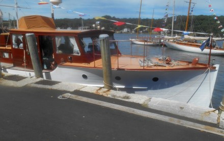 Classic powerboat at Mystic