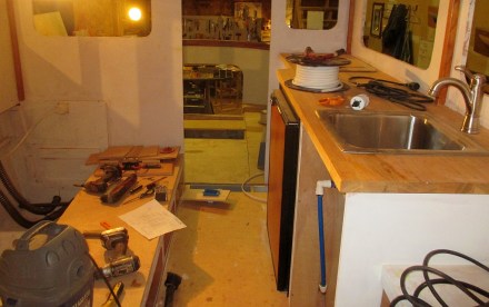 Every tool in the shop has made it up onto the boat for the wiring project