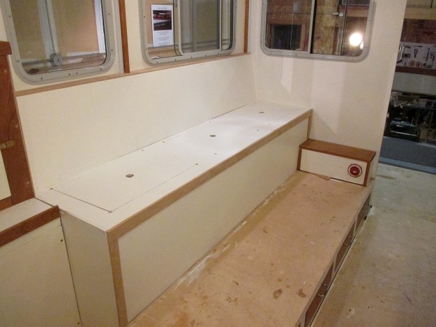 Dinette settee painted and trimmed