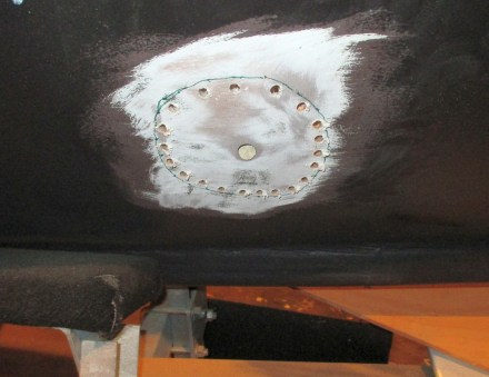Holes drilled parallel to the waterline, starting with 1/8-inch, then quarter then 3/8.  Held back from the line for a tight fit.
