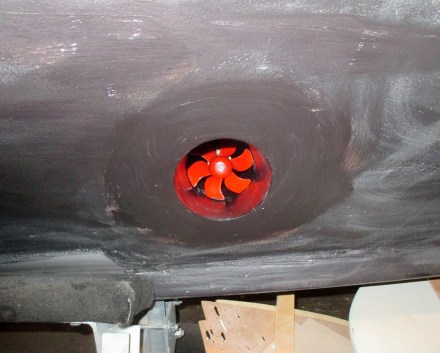 Flash makes a terrible picture, but there the prop is in it's tunnel, ready to spin